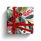 モダンホリデーウォーター色フローラクリスマス ラッピングペーパーシート