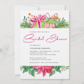 モダンホリデーウォーター色フローラブライダルシャワー 招待状 (正面)