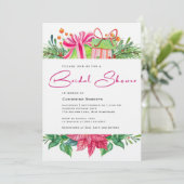 モダンホリデーウォーター色フローラブライダルシャワー 招待状 (スタンド正面)