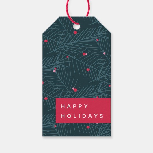 モダンホリデークリスマスカスタム赤 ギフトタグ (正面)