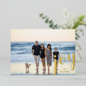 モダンホリデークリスマスゴールドフォイルJOY |写真 箔シーズンカード (立ち正面)