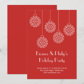 モダンホリデーパーティーレッド 招待状 (正面/裏面)