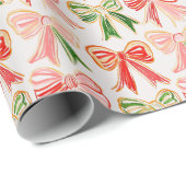 モダンホリデーボーズレッドグリーンピンククリスマス ラッピングペーパー (ロールコーナー)