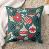 モダンホリデーレッドシルバー&金ゴールドオーナメントティール(緑がかった色) クッション (ブランケット)