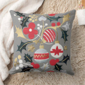 モダンホリデーレッドシルバー&金ゴールドオーナメント クッション (ブランケット)