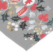 モダンホリデーレッドシルバー&金ゴールドオーナメント ショートテーブルランナー (コーナー)