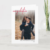 モダンホリデーレッドホワイトクリスマスカード シーズンカード (正面)