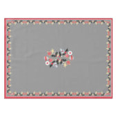 モダンホリデーレッド金ゴールド&シルバーオーナメントグレイ テーブルクロス (正面(横))