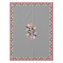 モダンホリデーレッド金ゴールド&シルバーオーナメントグレイ テーブルクロス