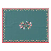 モダンホリデーレッド金ゴールド&シルバーオーナメントティール（緑がかった色） テーブルクロス (正面(横))