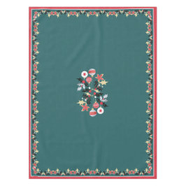 モダンホリデーレッド金ゴールド&シルバーオーナメントティール（緑がかった色） テーブルクロス