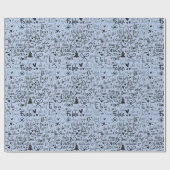 モダンホリデーワードアートブルークリスマス ラッピングペーパー (フラット)