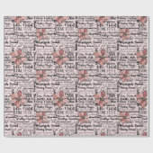 モダンホリデーワードアートベージュクリスマス ラッピングペーパー (フラット)