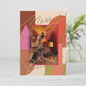 モダンホリデー メリー ブライト あなたの写真 ジオメトリック (スタンド正面)