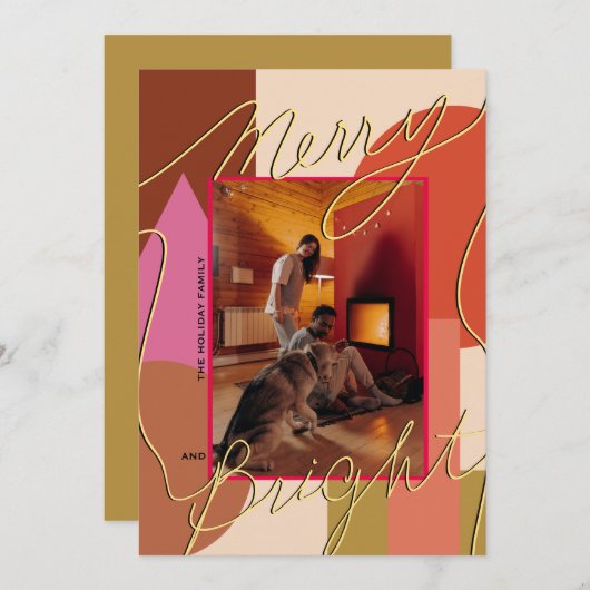 モダンホリデー メリー ブライト あなたの写真 ジオメトリック (正面/裏面)