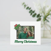 モダンホリーリーフの実のクリスマステンプレート シーズンポストカード (スタンド正面)