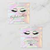 モダンホロエレガントグラフィックまつげ スクエア名刺 (正面/裏面)