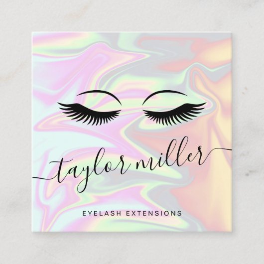 モダンホロエレガントグラフィックまつげ スクエア名刺 (正面)
