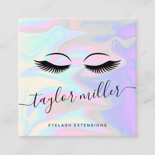 モダンホロエレガントグラフィックまつげ スクエア名刺 (正面)