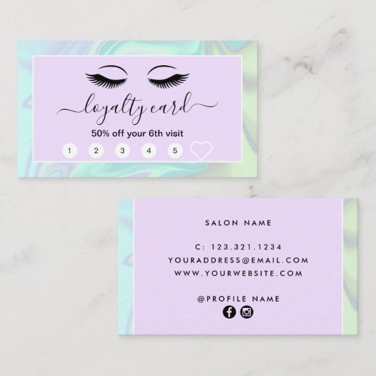 モダンホロエレガントグラフィックまつげ ロイヤリティカード (正面/裏面)