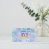 モダンホログラフィックダイヤモンドInstagramソーシャルメディア 名刺 (スタンド正面)