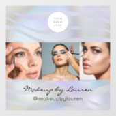 モダンホログラフィックブラックスクリプトロゴ写真 ウィンドウサイン (シート)