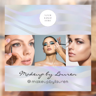 モダンホログラフィックブラックスクリプトロゴ写真 ウィンドウサイン