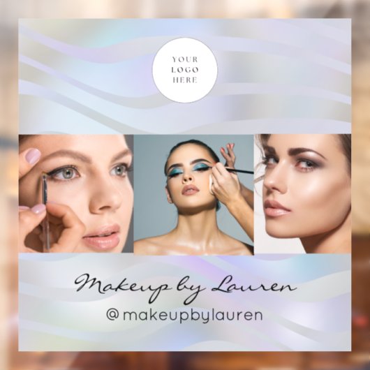 モダンホログラフィックブラックスクリプトロゴ写真 ウィンドウサイン (シート2)