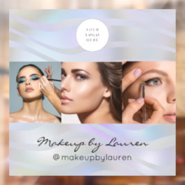 モダンホログラフィックブラックスクリプトロゴ写真 ウィンドウサイン