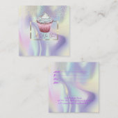 モダンホログラフィック,フレーム,コンフェッティ,カップケーキ 割引カード (正面/裏面)