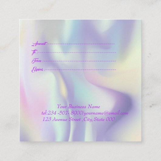 モダンホログラフィック,フレーム,コンフェッティ,カップケーキ 割引カード (裏面)