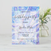 モダンホログラフガーリートレンディー誕生日招待状 招待状 (スタンド正面)