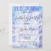 モダンホログラムガールフレンドのトレンディな誕生日招待状 招待状 (正面)