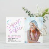 モダンホロフガーリーsweet sixteen誕生日 招待状 (スタンド正面)