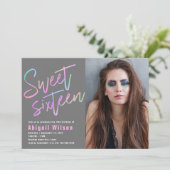 モダンホロフガーリーsweet sixteen誕生日 招待状 (スタンド正面)