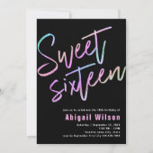 モダンホロフガーリーsweet sixteen誕生日 招待状 (正面)