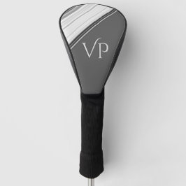 モダンホワイトオングレーモノグラム ゴルフヘッドカバー