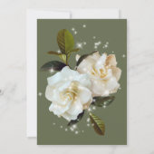 モダンホワイトガーデニアスonセージ結婚スパークル 招待状 (裏面)