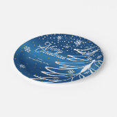 モダンホワイトクリスマスツリー&スノーフレーク ペーパープレート (アングル)