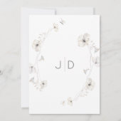 モダンホワイトグレイ&金ゴールドフローラブライダルブランチ 招待状 (裏面)