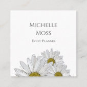 モダンホワイトデイジー気まぐれな花 スクエア名刺 (正面)
