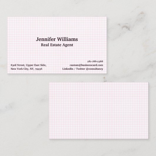 モダンホワイトピ市松模様にック幾何学模様(シック) 名刺 (正面/裏面)