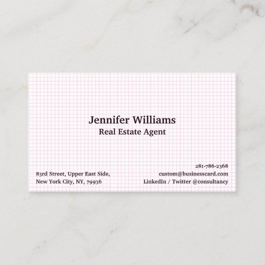 モダンホワイトピ市松模様にック幾何学模様(シック) 名刺 (正面)