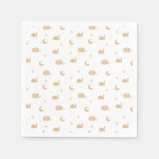 モダンホワイトベージュラマダーン&イードナプキンズ スタンダードカクテルナプキン (正面)
