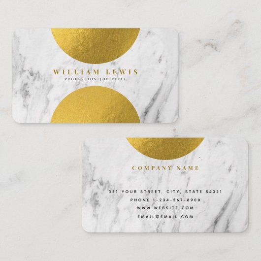 モダンホワイトマーブル&金ゴールドシモダンック 名刺 (正面/裏面)