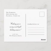 モダンホワイトミニマルクリスマスホリデーカード ポストカード (裏面)