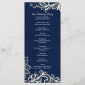 モダンホワイトレース海軍ブルーウェディングプログラム プログラム (裏面)