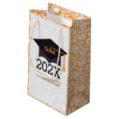 モダンホワイト・ブラック&オレンジ卒業2016デザイン スモールペーパーバッグ (裏面アングル)