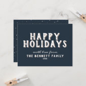 モダンホワシンプルイトタイポグラフィハッピーホリデイズ カード (正面/裏面インサイチュ)