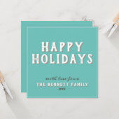 モダンホワシンプルイトタイポグラフィハッピーホリデイズ カード (正面/裏面インサイチュ)